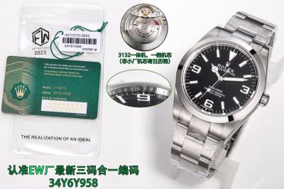 EW Factory Replica Rolexs Swiss Made Grade 1 Explorer  Stainless Steel 904L 39mm Watch